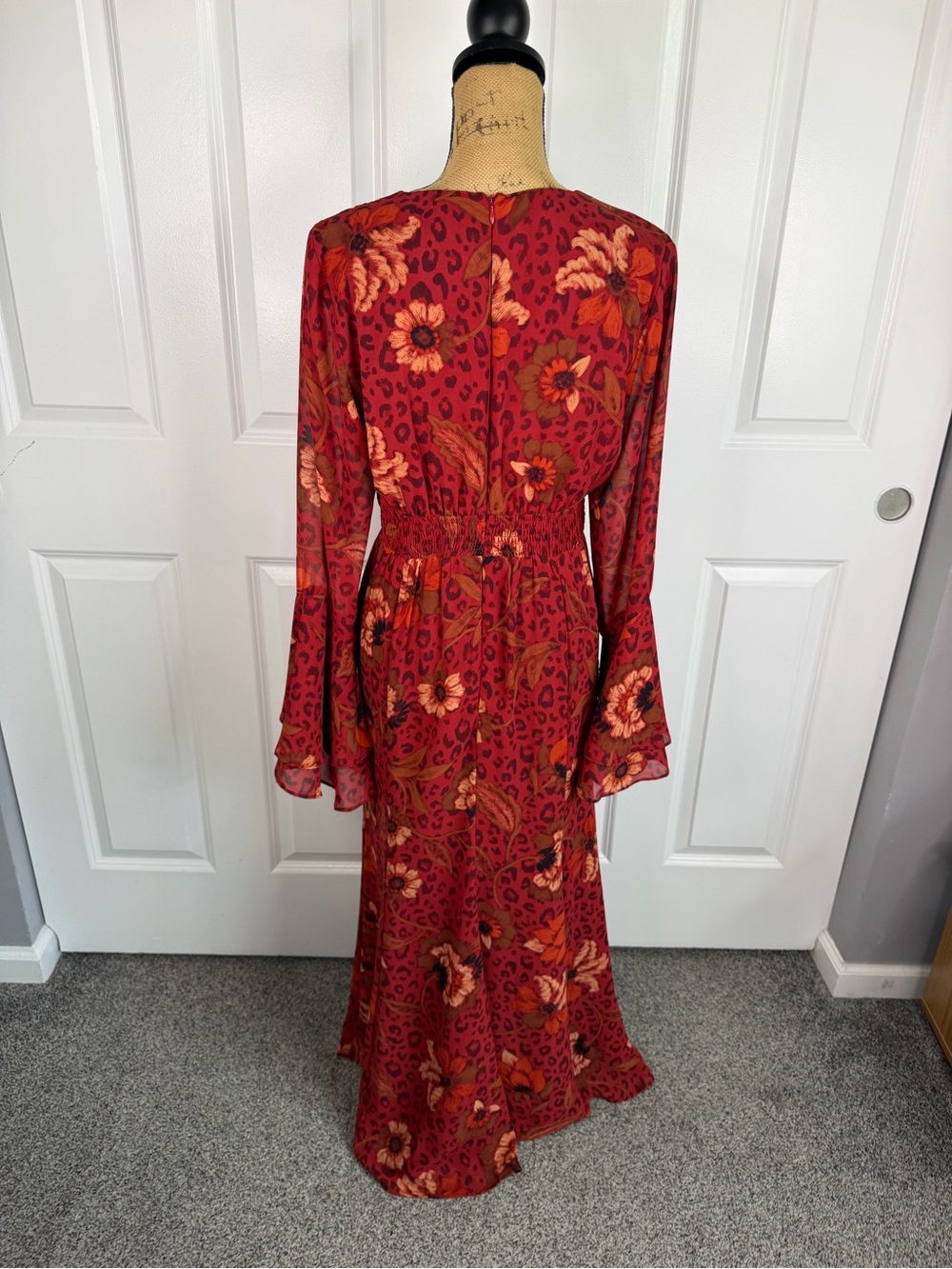 Dress Forum NWT Floral Leopard Print Maxi Dress Size L Boho Romantic - Picture 12 of 17
